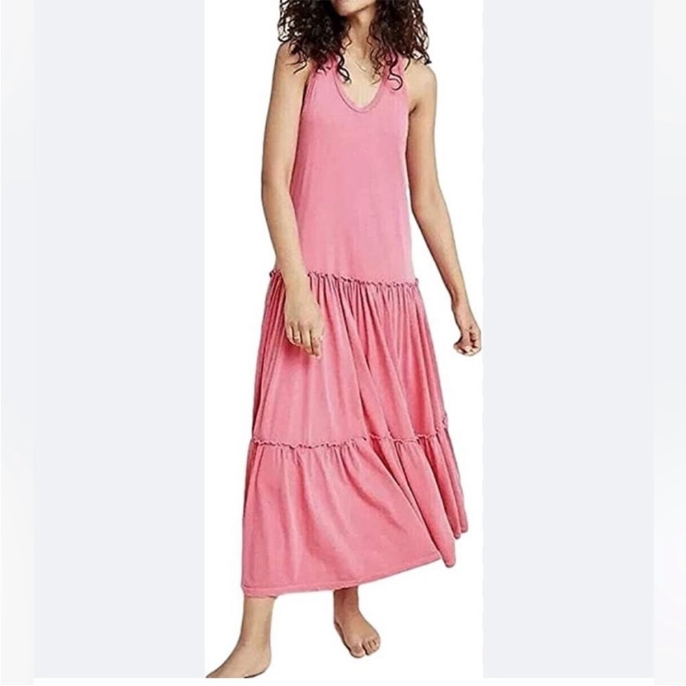 Sundry Tiered Tank Maxi Dress Coral size XS